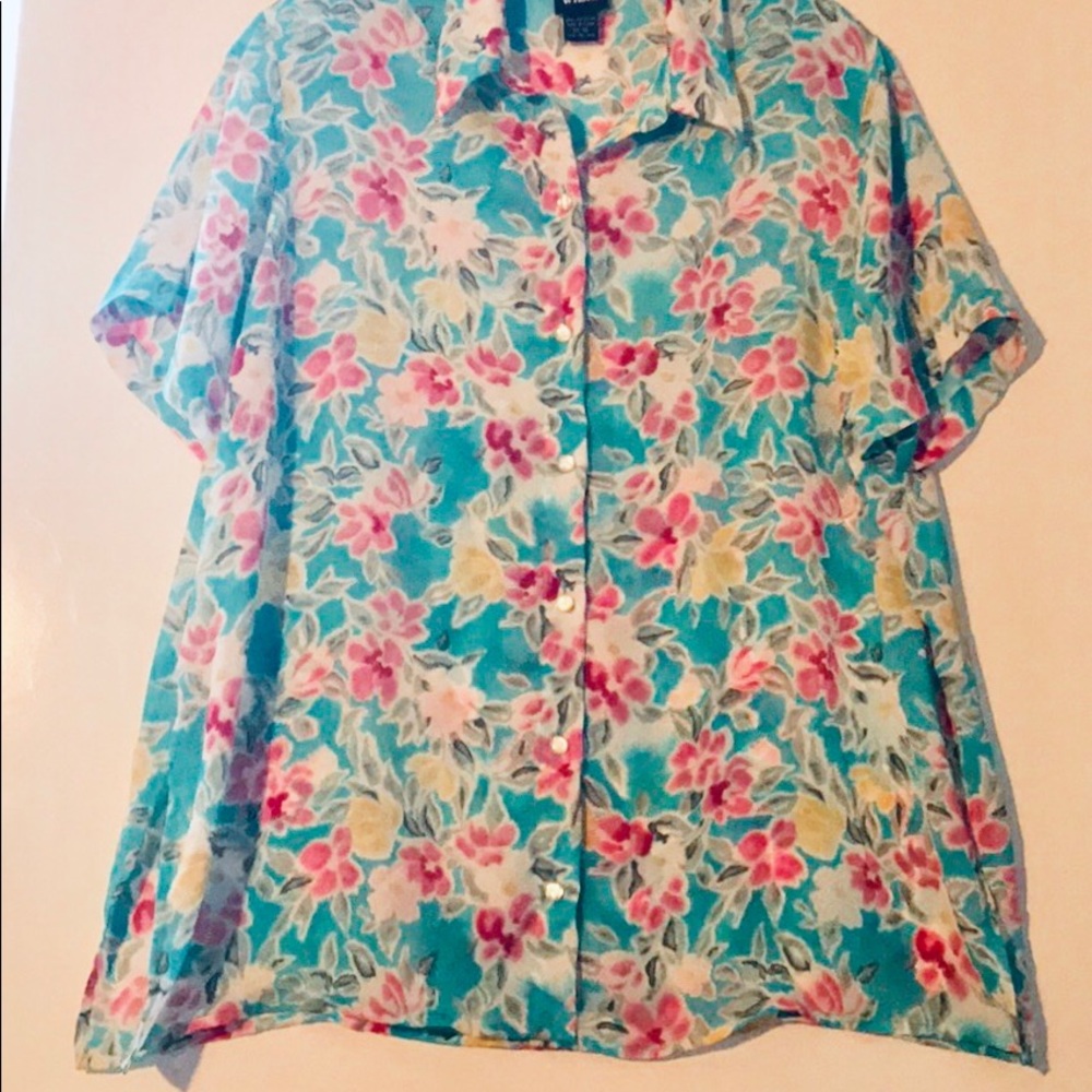 JACQUE & KOKO BUTTON UP FLORAL TROPICAL SHIRT